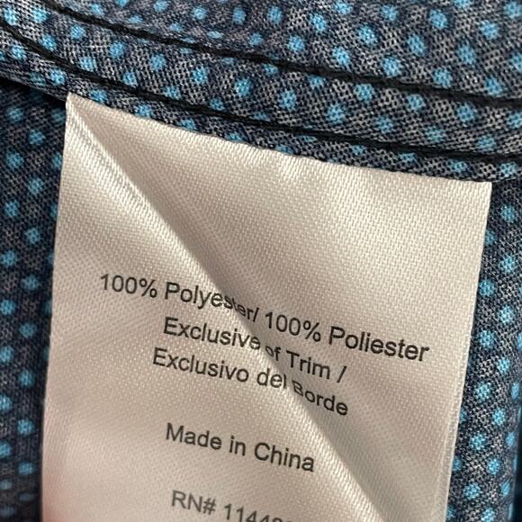 Blue Black Threads Polka Dot Button Down Short Sleeve Shirt Black Blue Large - Picture 4 of 5